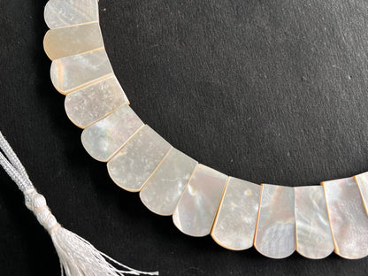 Natural Mother of Pearl Bib Necklace, Cleopatra Egyptian Necklace, Fancy Beach Jewelry, Pearl Choker Handmade Length Adjustable Necklace