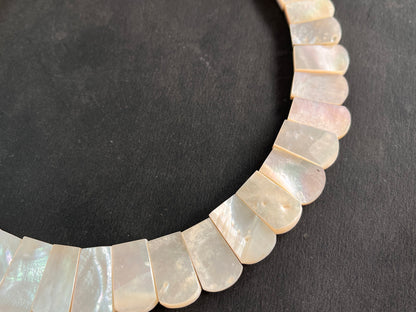 Natural Mother of Pearl Bib Necklace, Cleopatra Egyptian Necklace, Fancy Beach Jewelry, Pearl Choker Handmade Length Adjustable Necklace