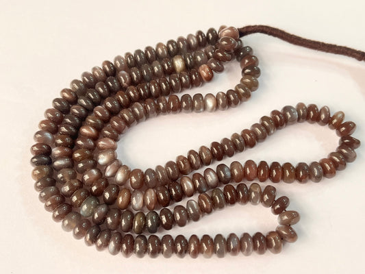 16 Inch AAA Chocolate Moonstone Smooth Rondelle Beads