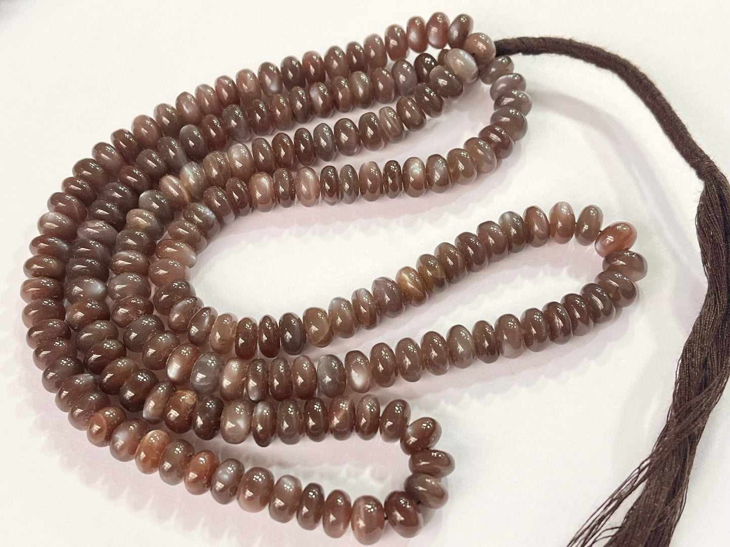 16 Inch AAA Chocolate Moonstone Smooth Rondelle Beads