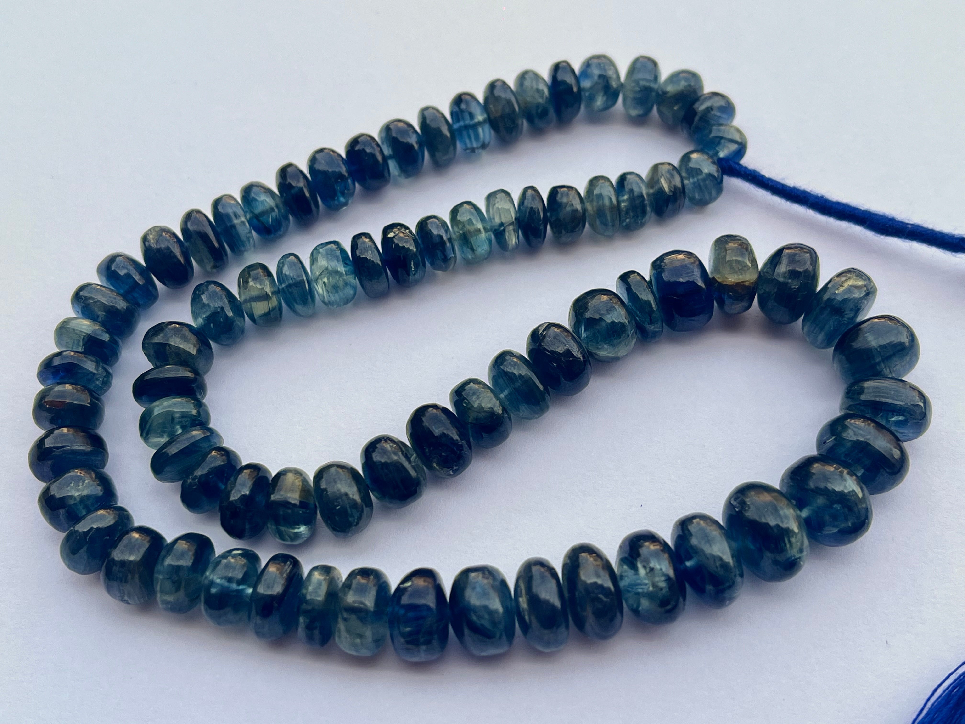 Natural Blue Kyanite Smooth Rondelle Beads-Blue top Kyanite beads-Smooth Rondelle Gemstone Beads-Blue Smooth Beads-Rondelle Beads- Kyanite Beads