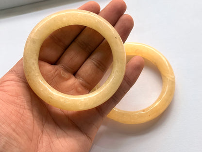 Natural Yellow Jade Hand Carved Bangle