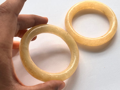 Natural Yellow Jade Hand Carved Bangle