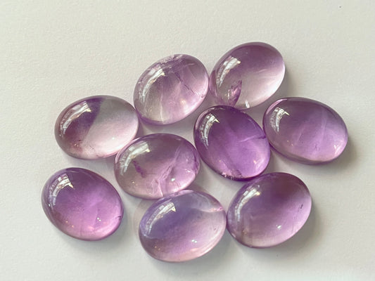 9 Pieces Natural Pink Amethyst Gemstone Oval Cabochon