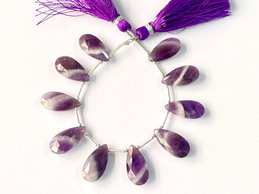 Natural Amethyst Boulder faceted pear shape briolette beads