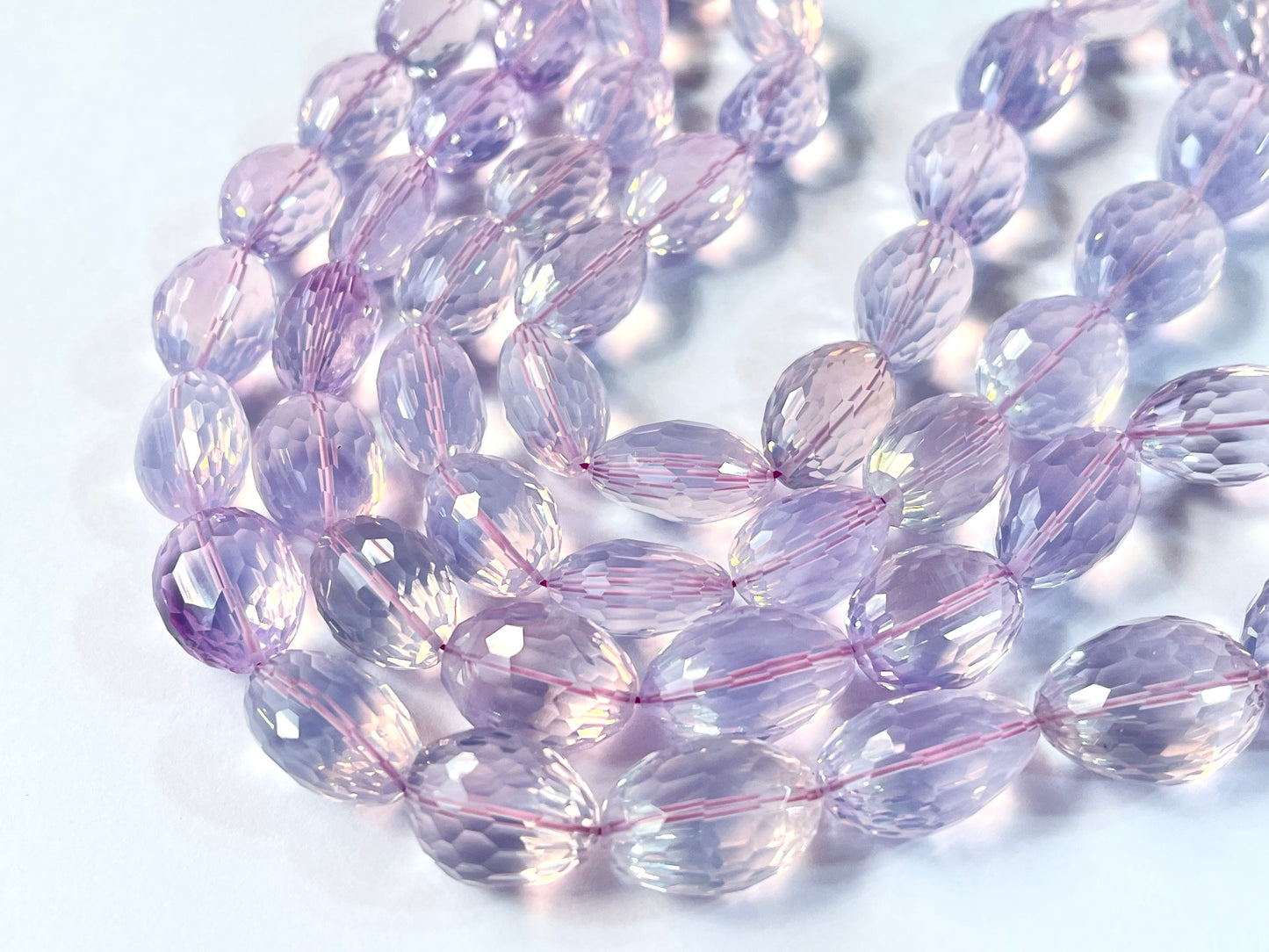 Rare! Natural Lavender Quartz concave cut tumble shape beads