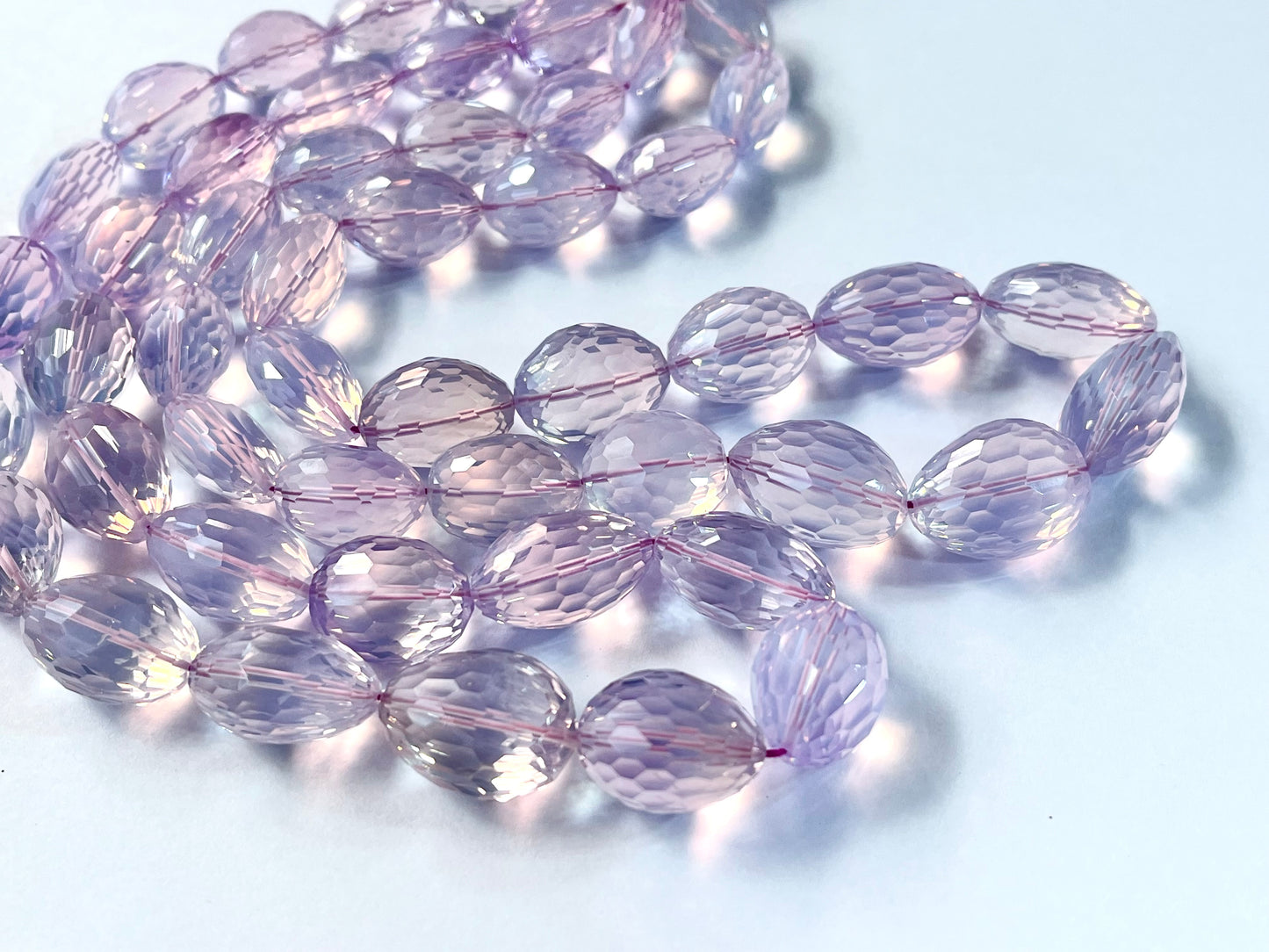 Rare! Natural Lavender Quartz concave cut tumble shape beads