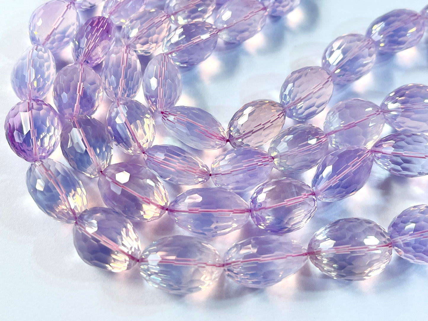 Rare! Natural Lavender Quartz concave cut tumble shape beads