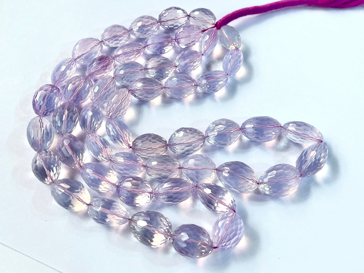 Rare! Natural Lavender Quartz concave cut tumble shape beads