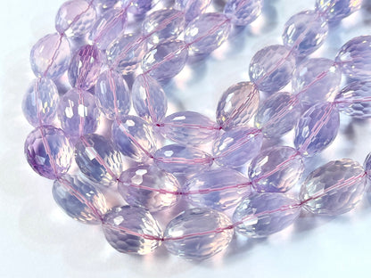 Rare! Natural Lavender Quartz concave cut tumble shape beads