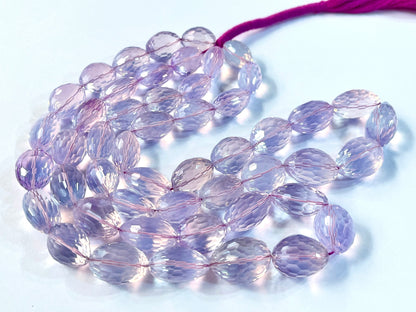 Rare! Natural Lavender Quartz concave cut tumble shape beads