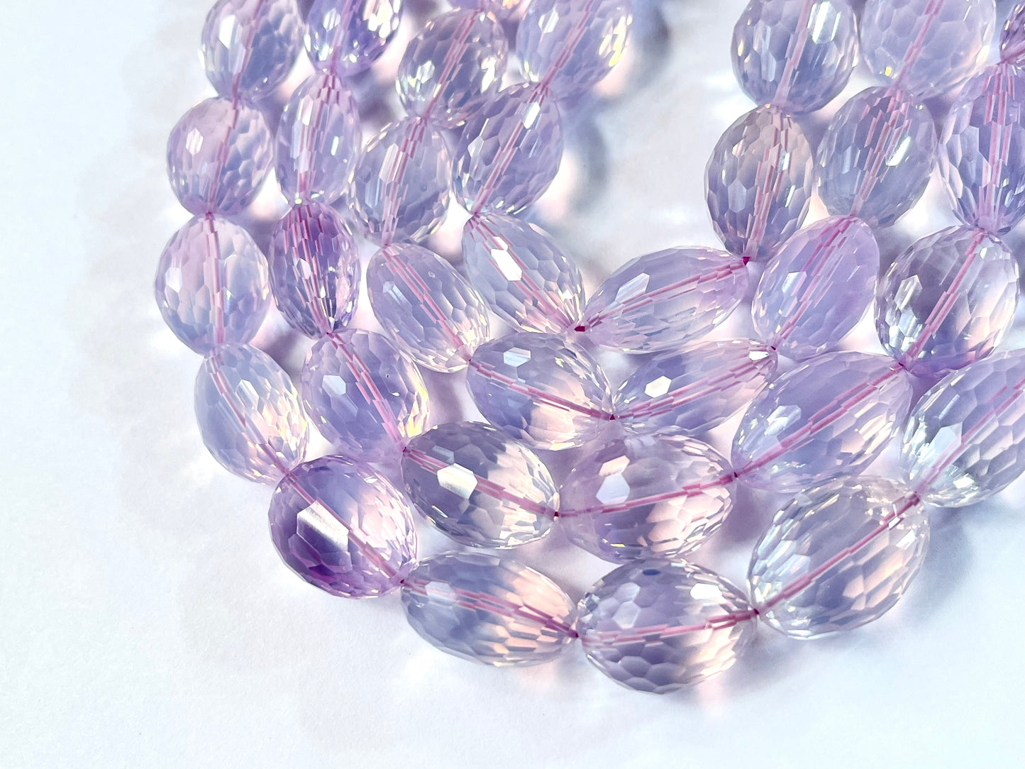 Rare! Natural Lavender Quartz concave cut tumble shape beads