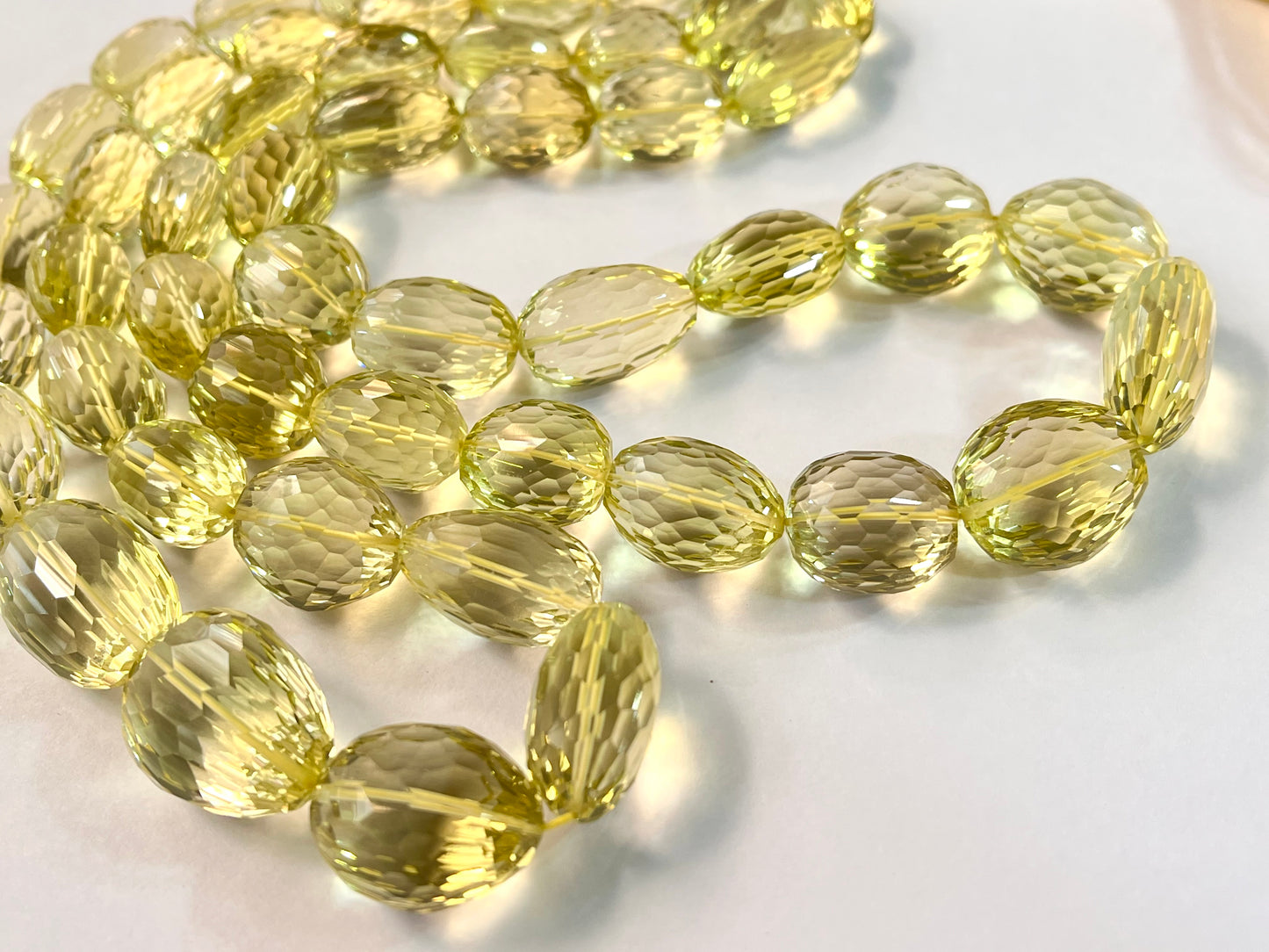 Rare! Natural Lemon Quartz concave cut tumble shape beads