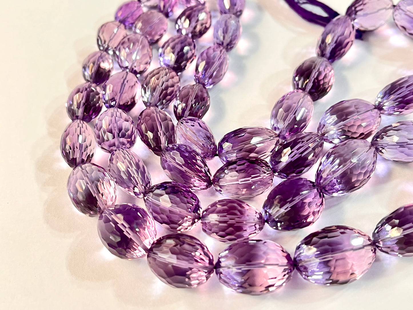 Rare! Natural Amethyst concave cut tumble shape beads