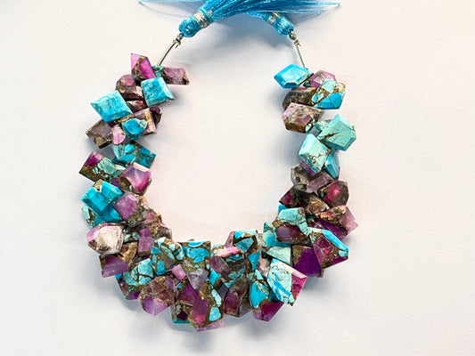 Composite Turquoise with Amethyst gemstone slice cut beads