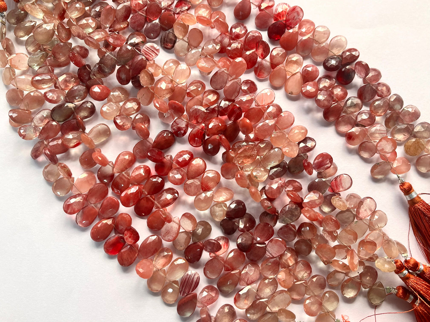 Natural Andesine faceted pear shape briolette beads