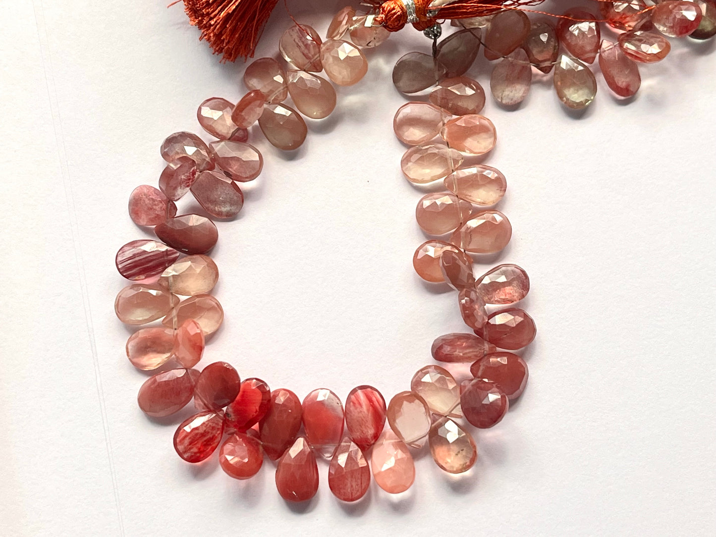 Natural Andesine faceted pear shape briolette beads