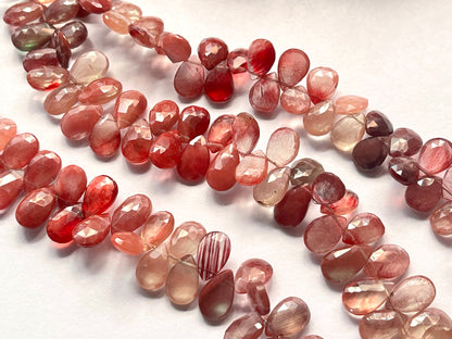 Natural Andesine faceted pear shape briolette beads