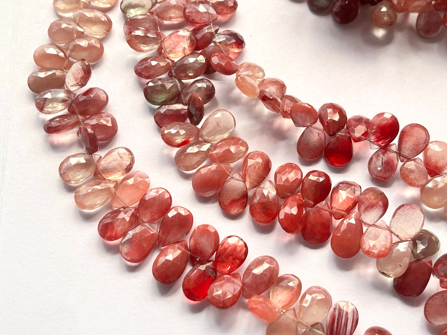 Natural Andesine faceted pear shape briolette beads