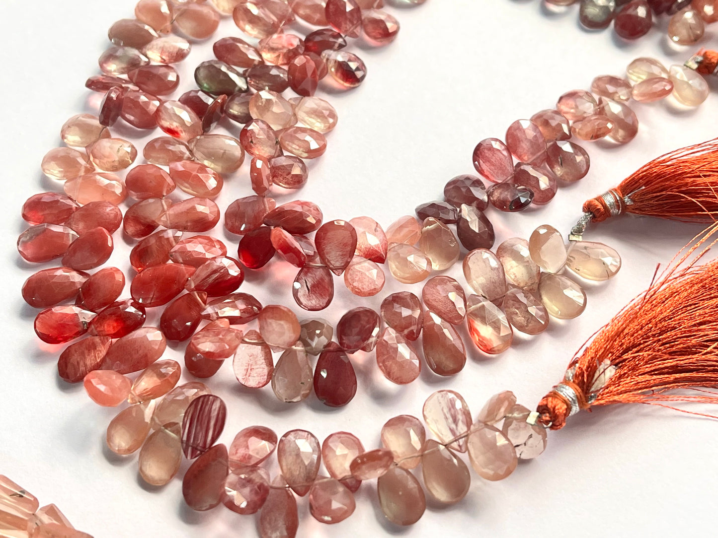 Natural Andesine faceted pear shape briolette beads