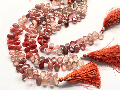 Natural Andesine faceted pear shape briolette beads