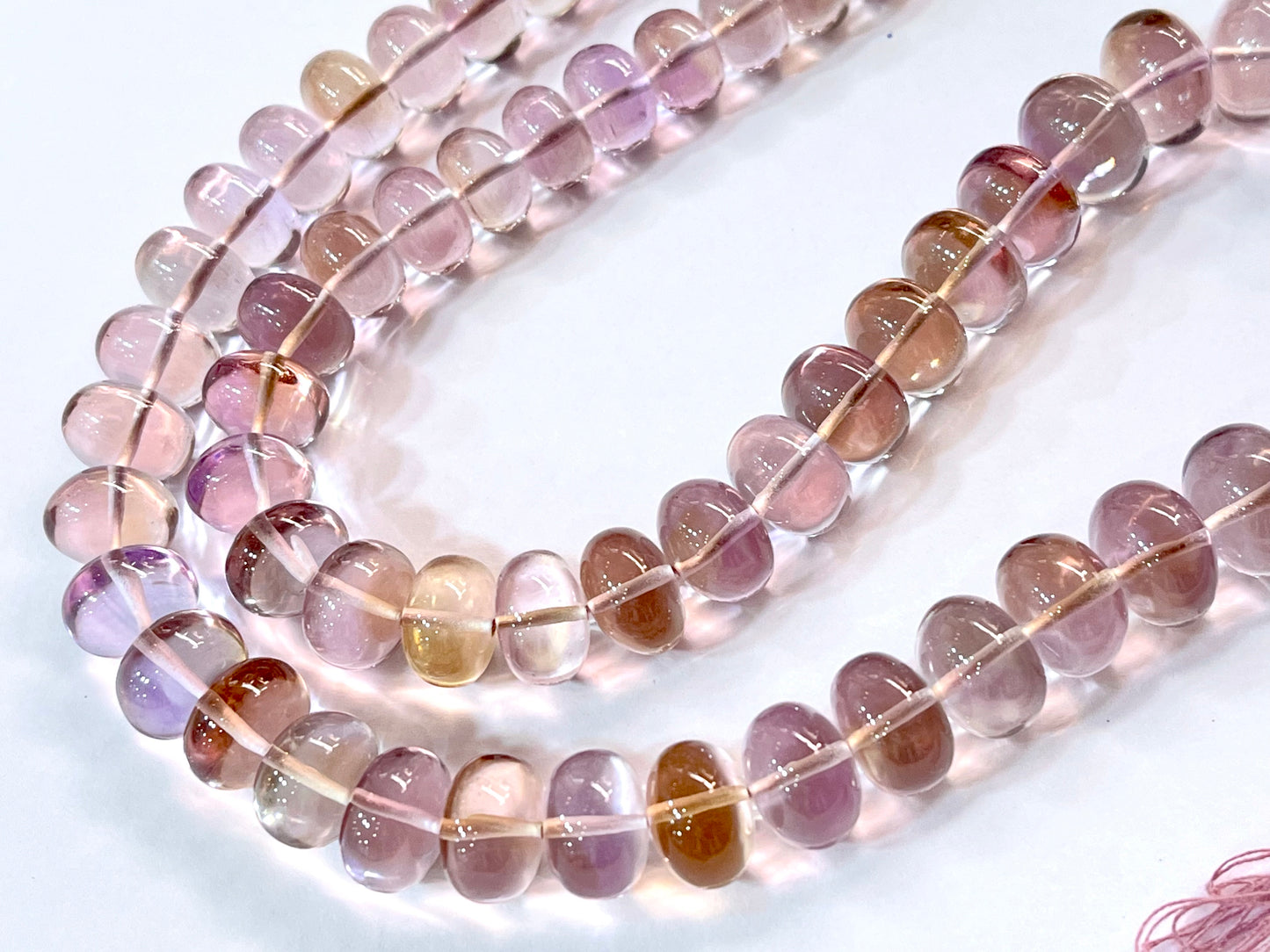 AAA Natural Ametrine Smooth Rondelle Shape Beads