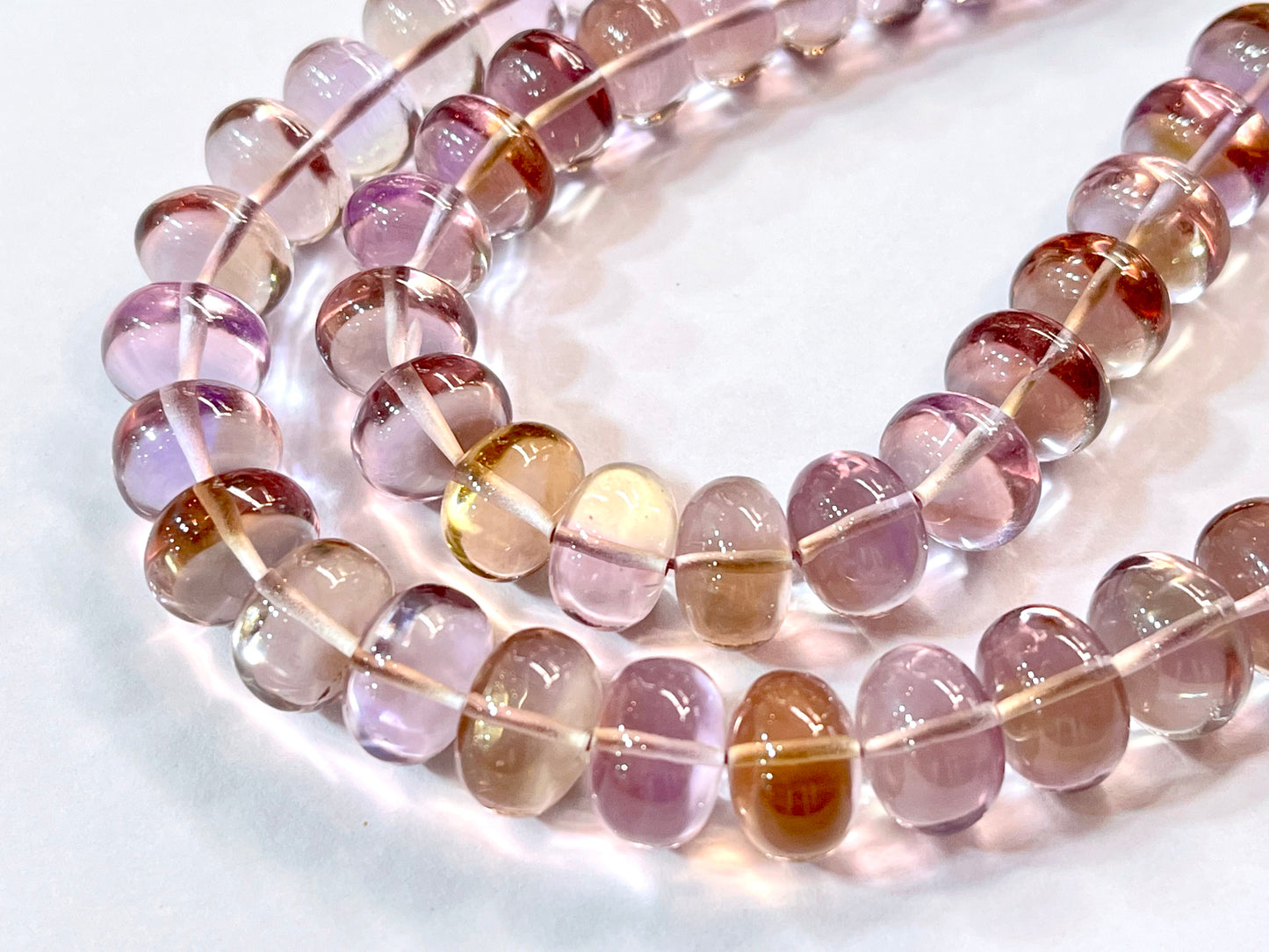 AAA Natural Ametrine Smooth Rondelle Shape Beads