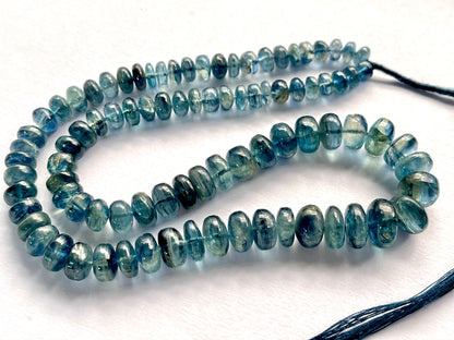 Greenish Blue Kyanite Smooth Rondelle Shape Beads