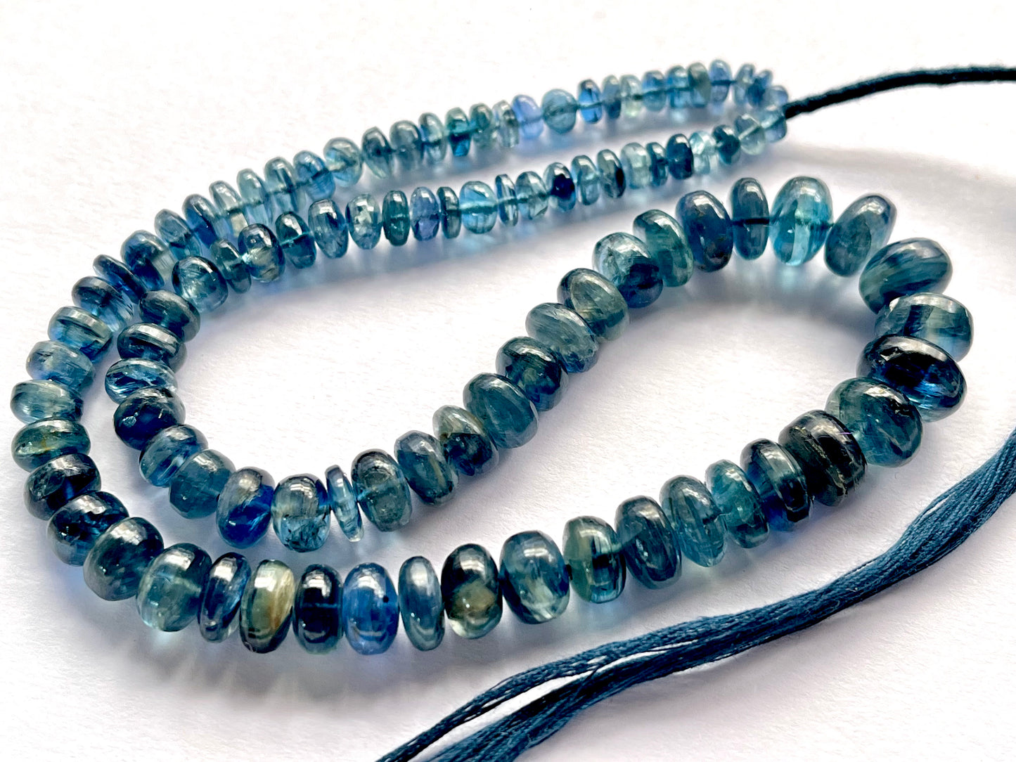 Blue Kyanite Smooth Rondelle Shape Beads