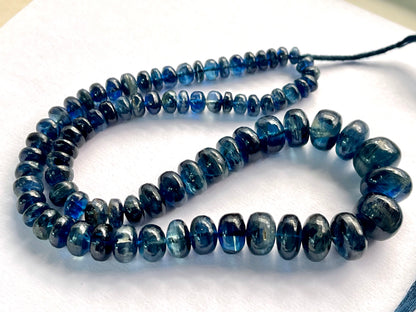 Blue Kyanite Smooth Rondelle Shape Beads