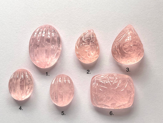 Natural Hand carved Morganite gemstone carved cab