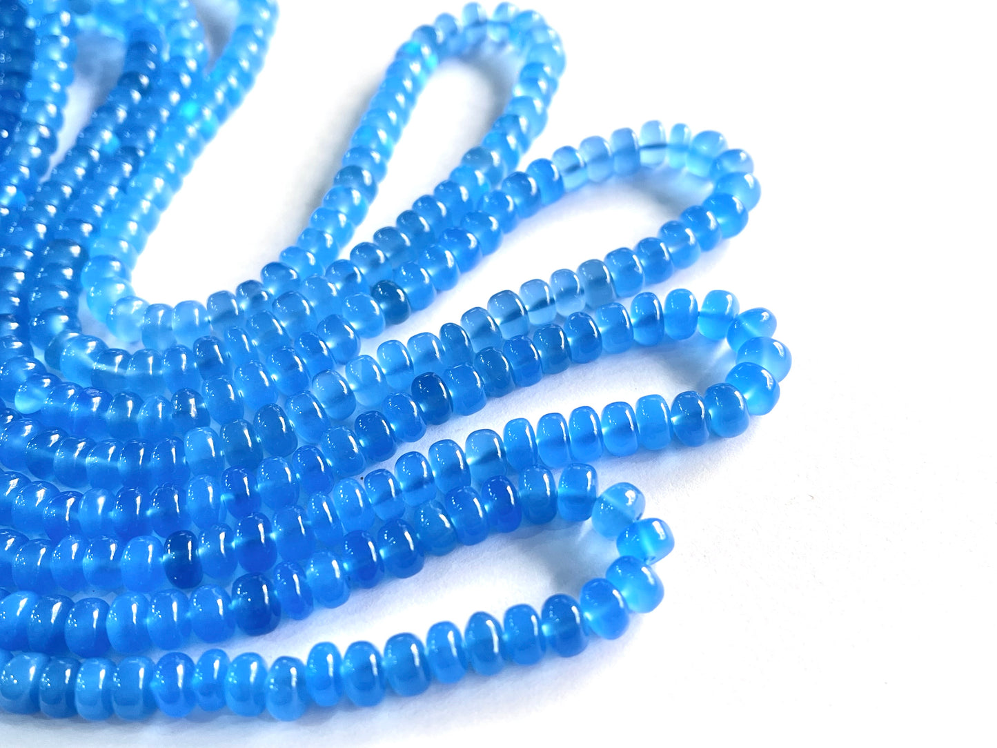 Blue Onyx Smooth Rondelle Beads