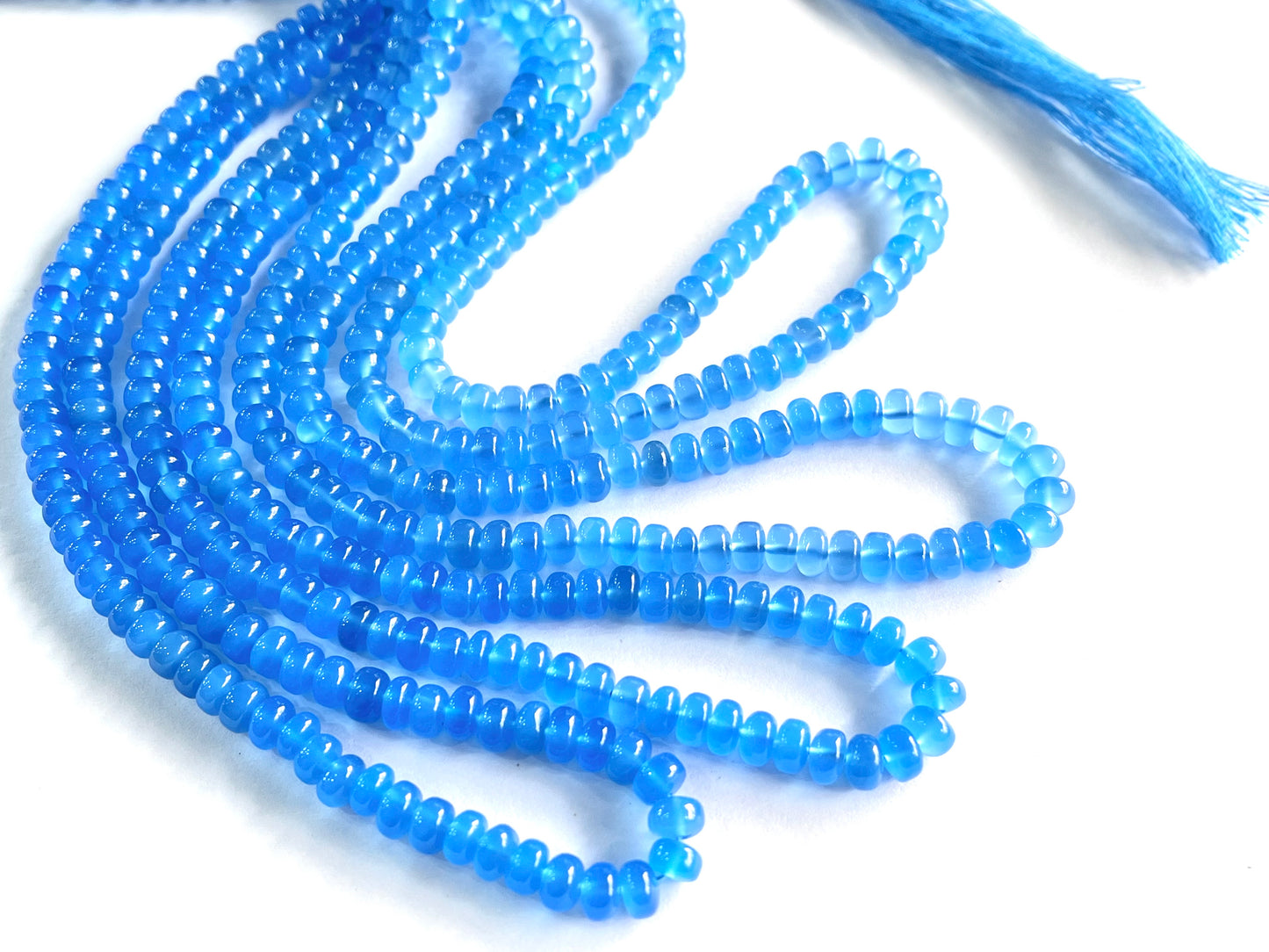 Blue Onyx Smooth Rondelle Beads