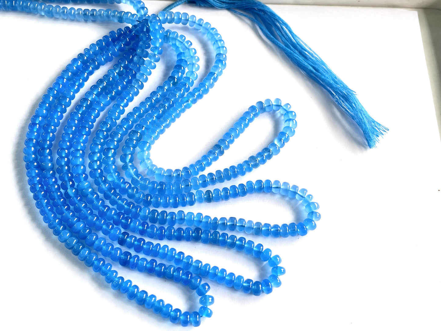 Blue Onyx Smooth Rondelle Beads