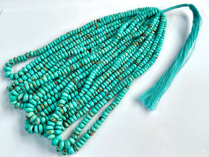 Natural Arizona Turquoise smooth rondelle beads