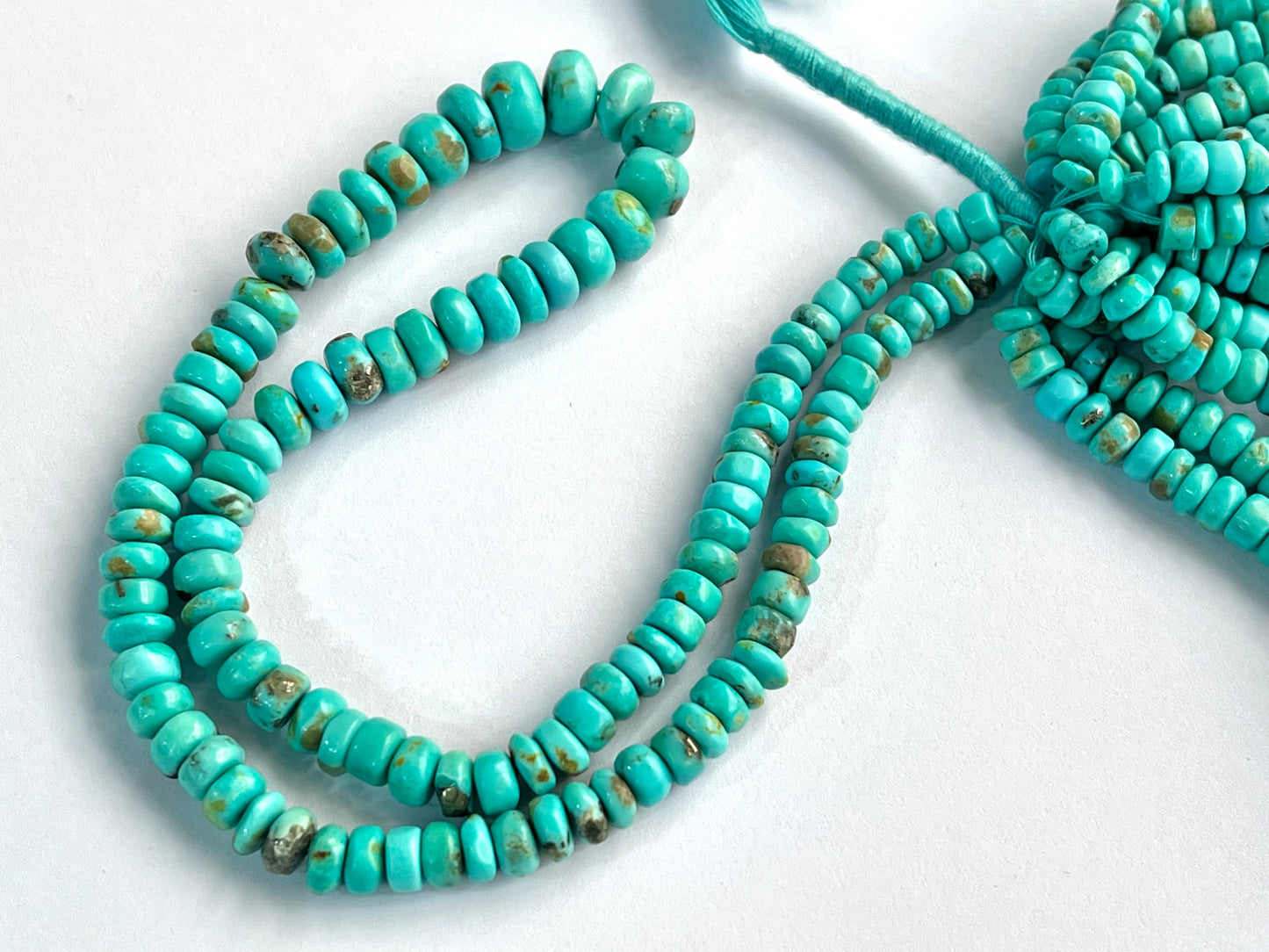 Natural Arizona Turquoise smooth rondelle beads