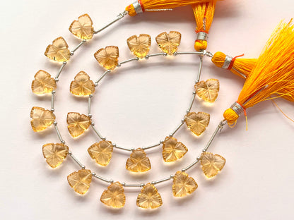 Natural Citrine flower carved Beads