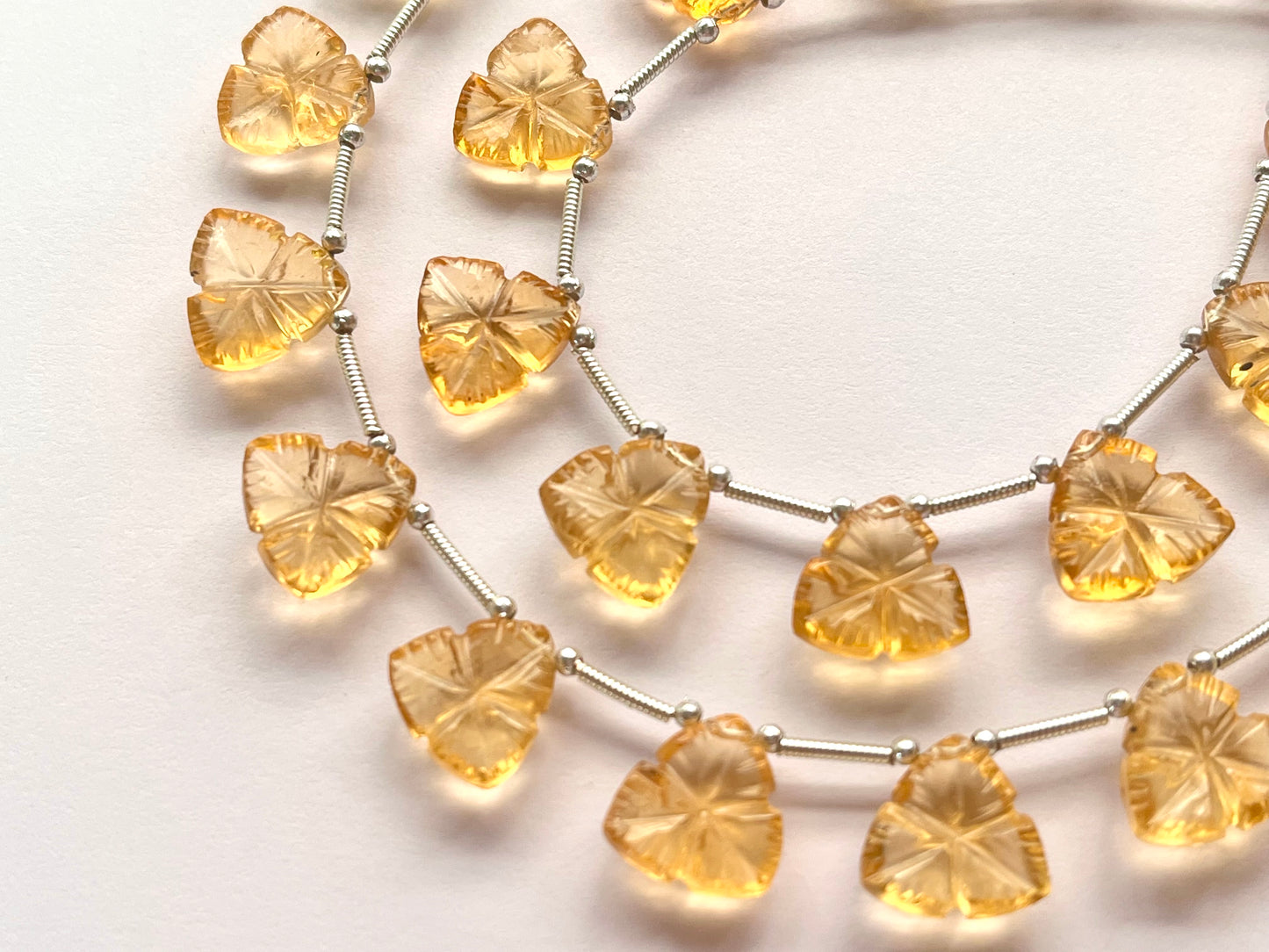 Natural Citrine flower carved Beads