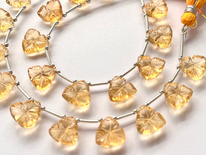 Natural Citrine flower carved Beads