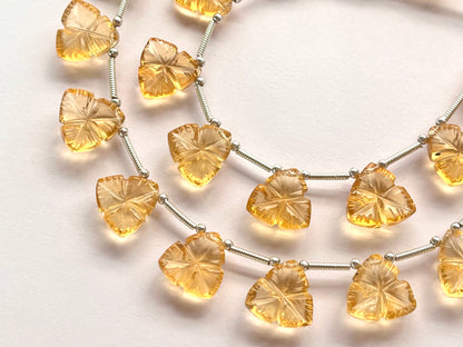 Natural Citrine flower carved Beads