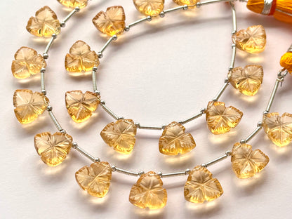 Natural Citrine flower carved Beads