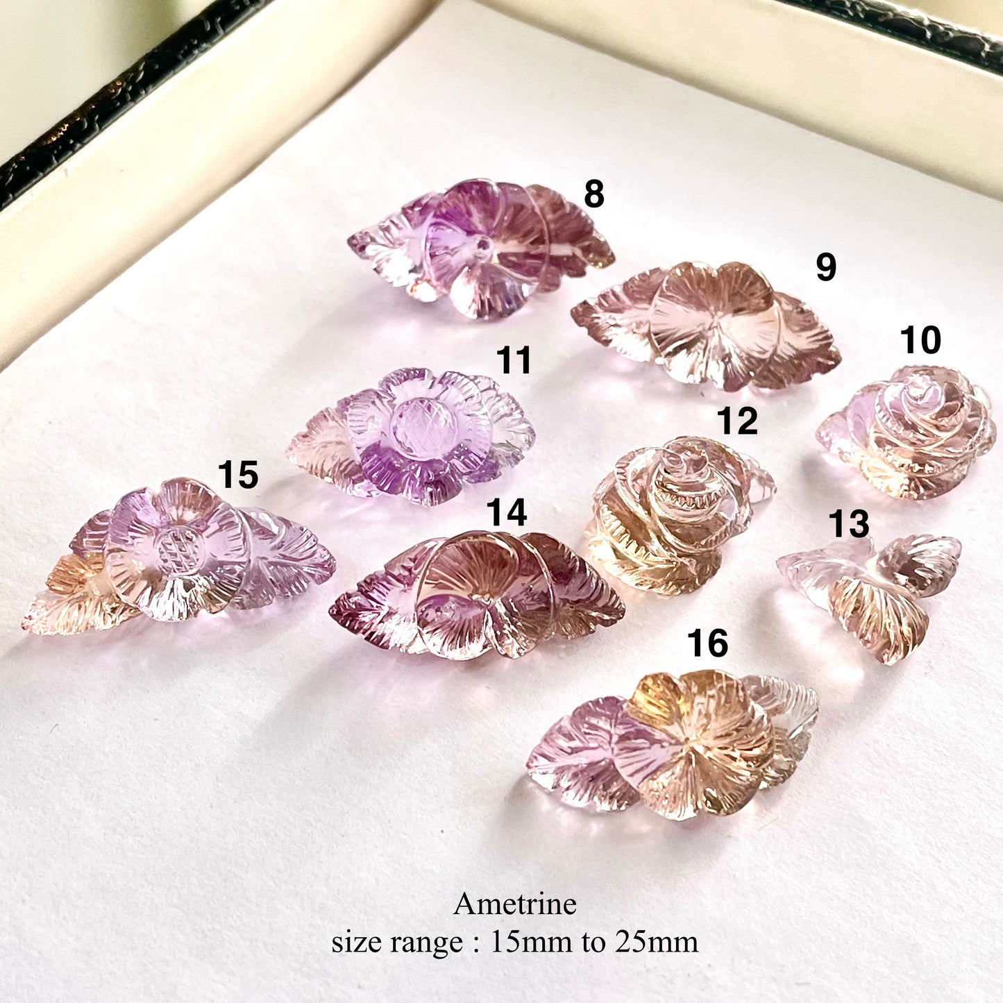 Beautiful! Hand carved AAA Quality Ametrine flower Carvings