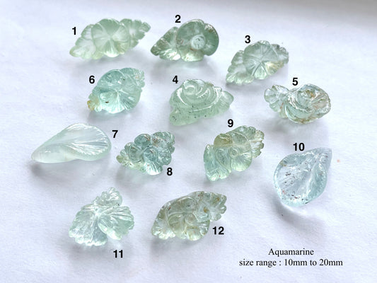 Beautiful! Hand carved AAA Quality Aquamarine flower Carvings