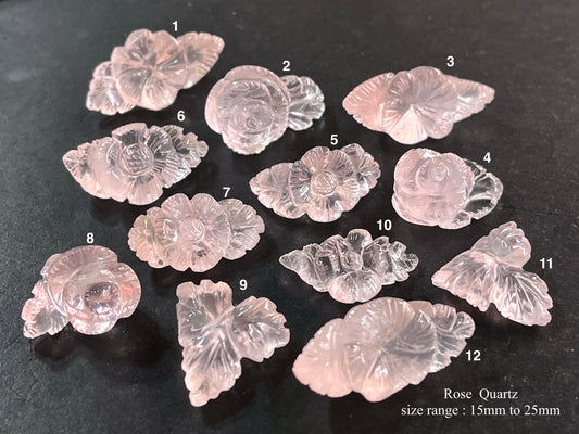 Beautiful! Hand carved AAA Quality Rose quartz flower carvings