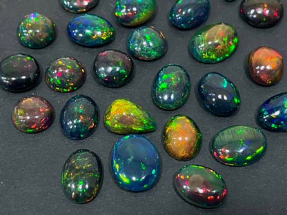 Natural Ethiopian Black Opal, Smooth Black Opal Cabochon