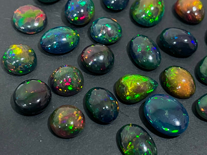 Natural Ethiopian Black Opal, Smooth Black Opal Cabochon