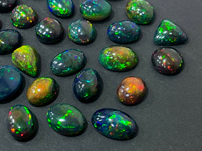 Natural Ethiopian Black Opal, Smooth Black Opal Cabochon