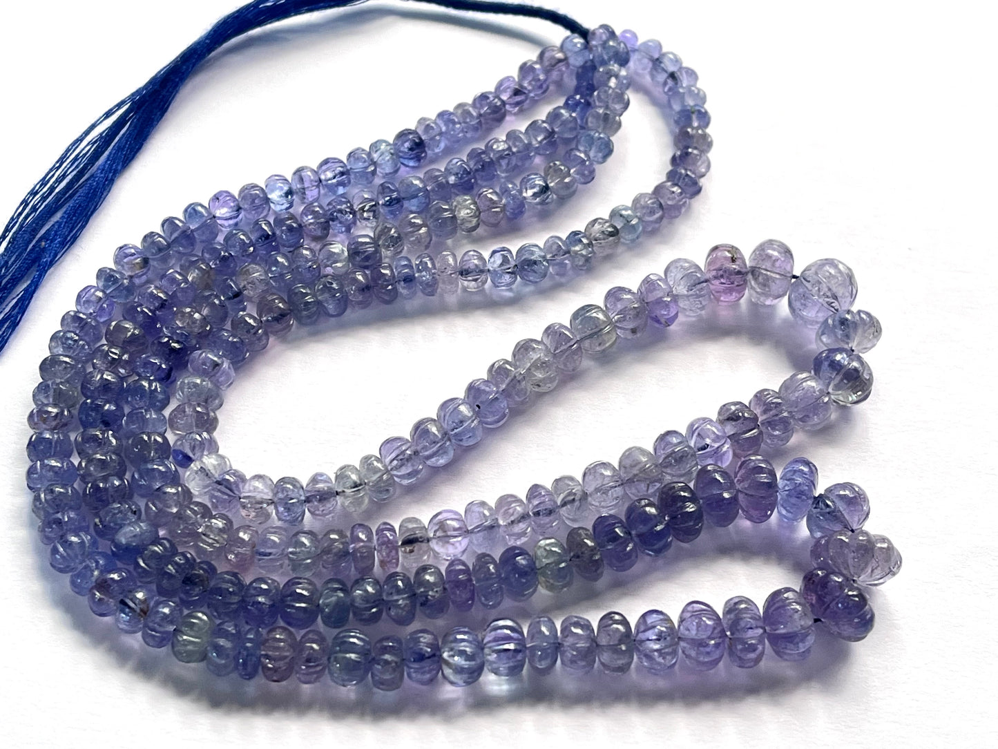 Natural Bi-color Tanzanite Hand carved Melons Shape beads