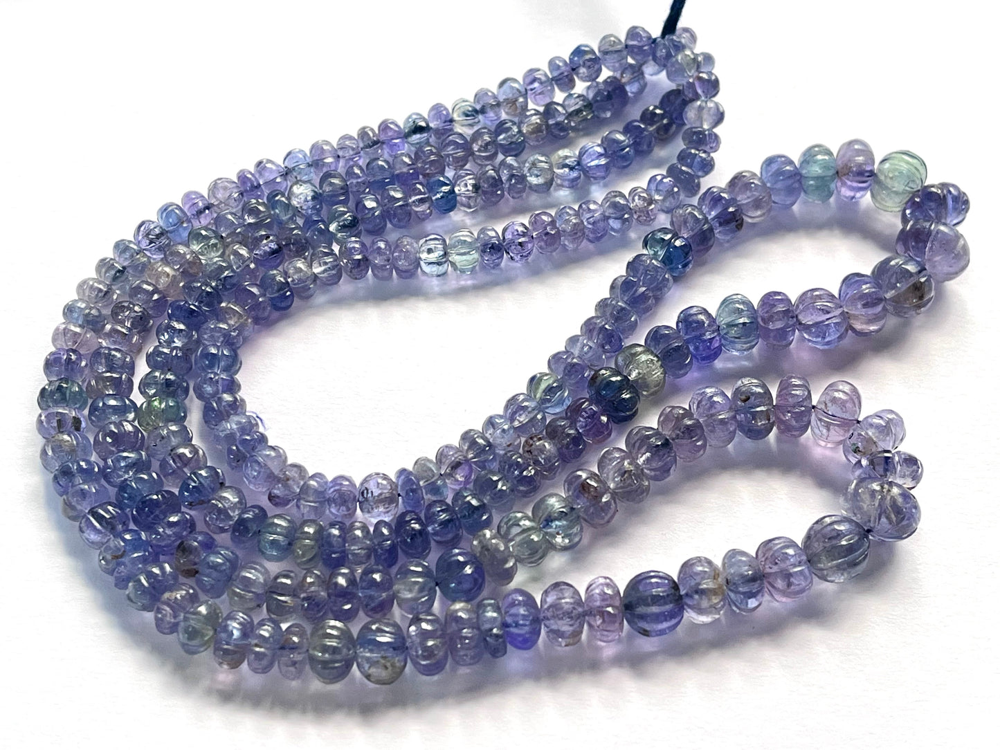 Natural Bi-color Tanzanite Hand carved Melons Shape beads