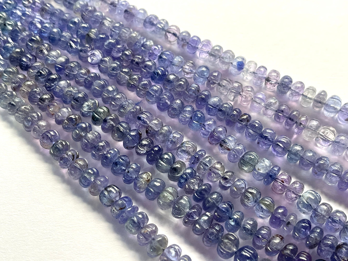 Natural Bi-color Tanzanite Hand carved Melons Shape beads